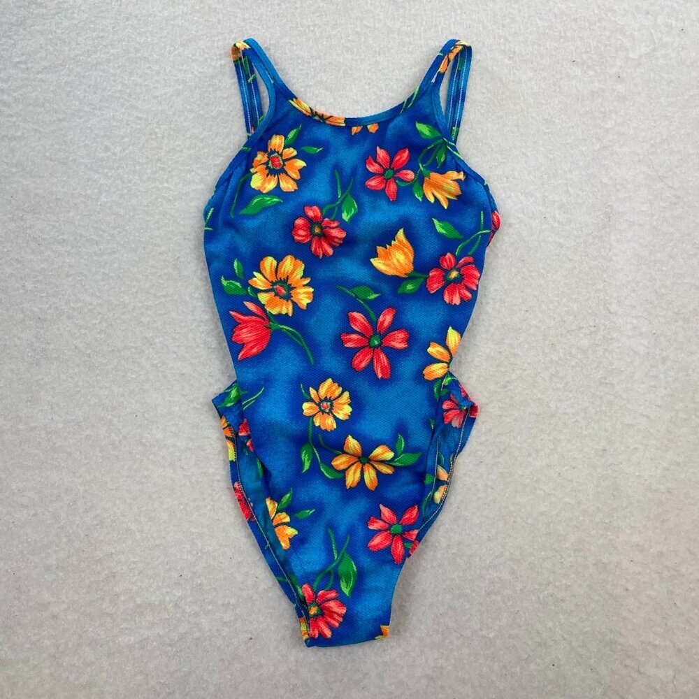 Concepts Serena Neon 90s Floral One Piece Swimsuit Size 8